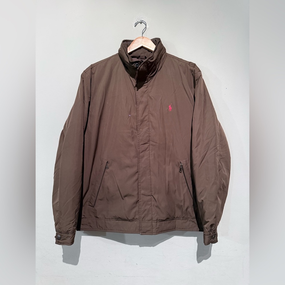 POLO RALPH LAUREN Jacket Men’s L Green Fleece Lined Winter Warm Logo Preppy